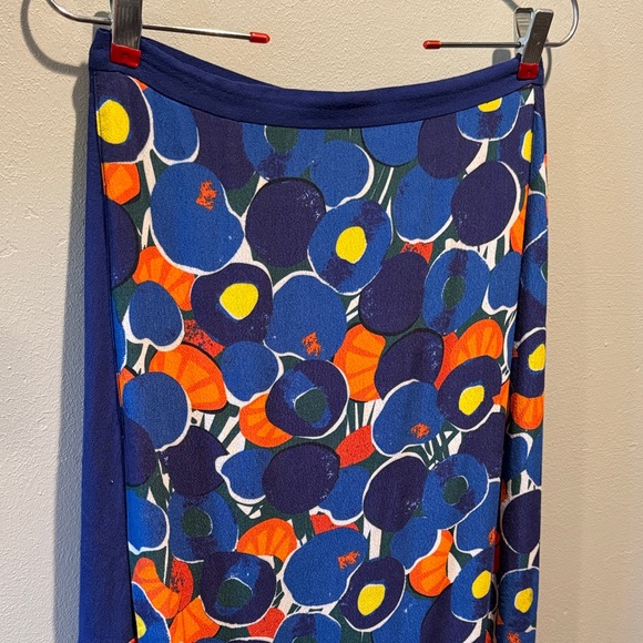 Staud Abstract Fruits and Veggie Blue Midi Knee Length Zip Back Colorful Skirt - Picture 3 of 16